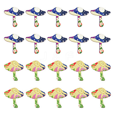 20Pcs 2 Styles Printed Wooden Pendants WOOD-GO0001-09-1