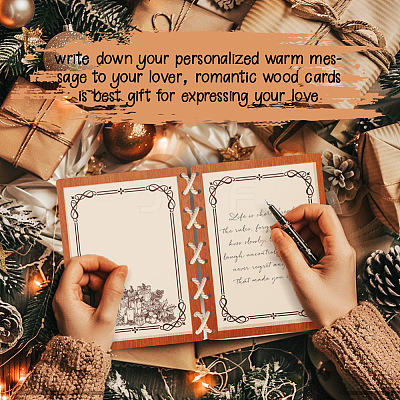 Wooden Commemorative Cards Book WOOD-WH0045-06-1