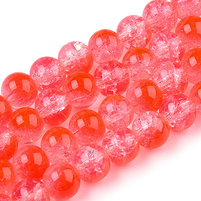 Transparent Crackle Baking Paint Glass Beads Strands DGLA-T003-01A-12-1