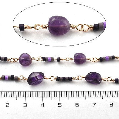 Natural Agate & Glass Link Chains CHC-K014-11G-03-1