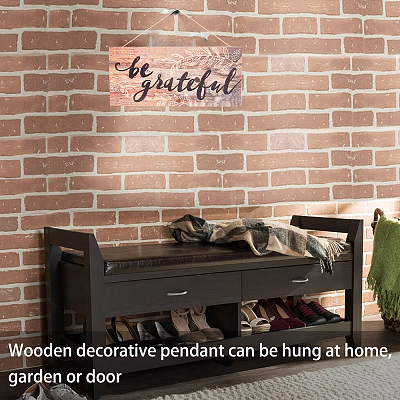 1Pc Natural Wood Hanging Wall Decorations for Front Door Home Decoration AJEW-CN0001-02F-1