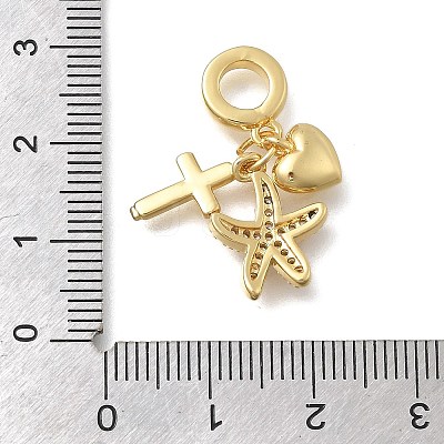 Brass Micro Pave Clear Cubic Zirconia European Dangle Charms KK-D431-033E-G-1