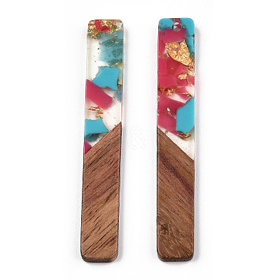 Transparent Resin & Walnut Wood Big Pendants RESI-TAC0017-70-A04-1