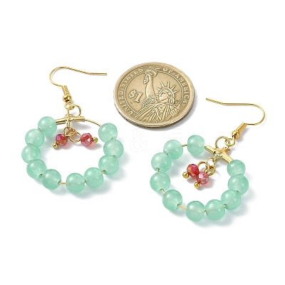 Imitation Jade Glass Beaded Ring Dangle Earrings EJEW-JE05568-02-1