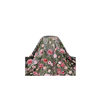 1 Yard Flower Pattern Embroidery Polyester Fabric AJEW-WH0314-473B-1