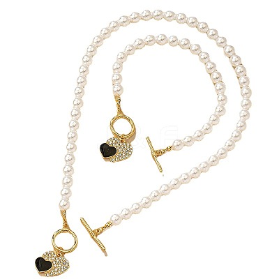 Heart Alloy Rhinestone & Enamel Bracelets & Necklaces Sets FS-WGE9C39-01-1