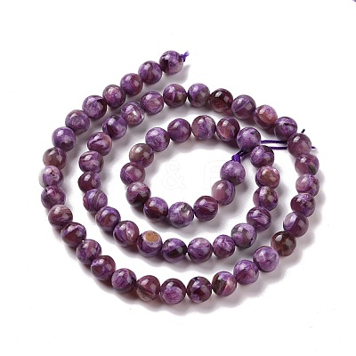 Natural Lepidolite/Purple Mica Stone Beads Strands G-G925-03C-1