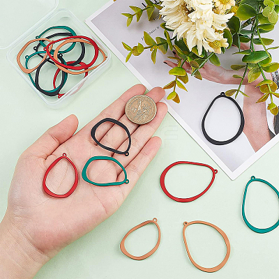 16Pcs 8 Style Spray Painted Alloy Pendants FIND-BC0003-25-1