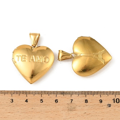 316 Stainless Steel Locket Pendants STAS-K321-21G-1