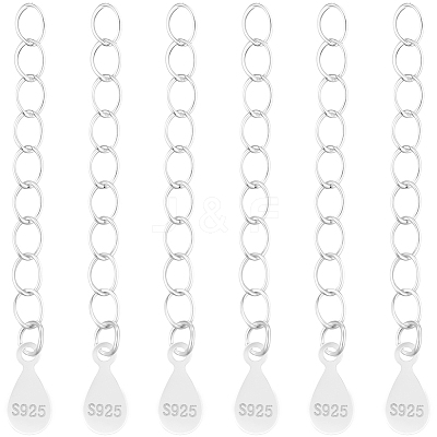 10Pcs 925 Sterling Silver Twisted Extender Chains STER-BBC0008-99-1