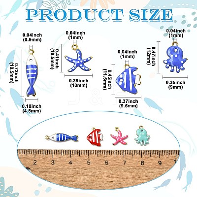 40Pcs 4 Styles 304 Stainless Steel Enamel Charms STAS-CJ0003-27-1