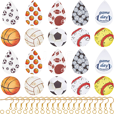 Sport Ball Theme Leather Dangle Earring DIY Making Kit DIY-SC0024-91-1-1