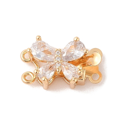 Golden Brass Micro Pave Cubic Zirconia Box Clasps KK-B100-038G-1