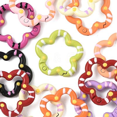 14Pcs Spray Painted Alloy Spring Gate Rings FIND-FS0004-57-1