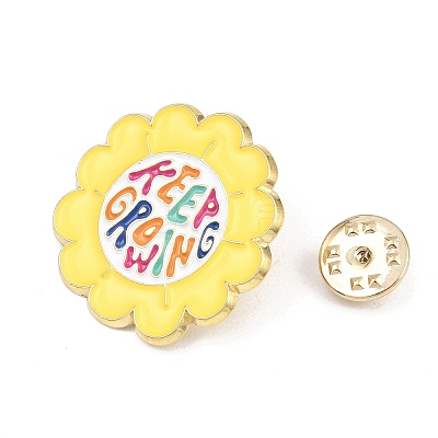 Sunflower with KEEP GROWING Enamel Pins JEWB-F044-01A-G-1