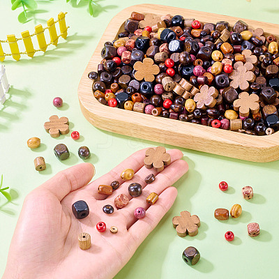 360Pcs 18 Styles Wood Beads WOOD-TA0002-75-1