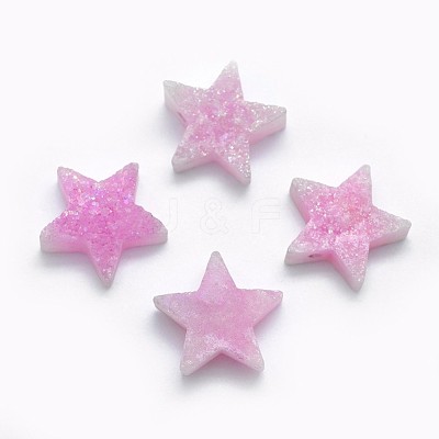 Electroplate Natural Druzy Quartz Charms G-P382-I18-1