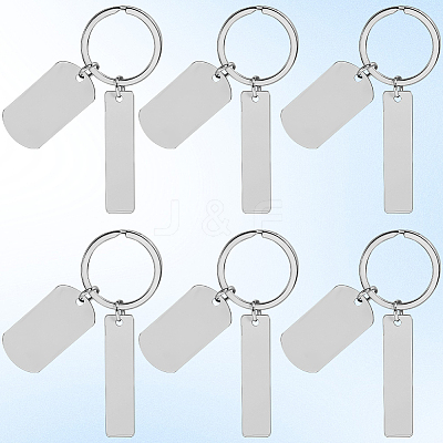 20Pcs 201 Stainless Steel Blank Pendant Keychain KEYC-SC0001-62A-1