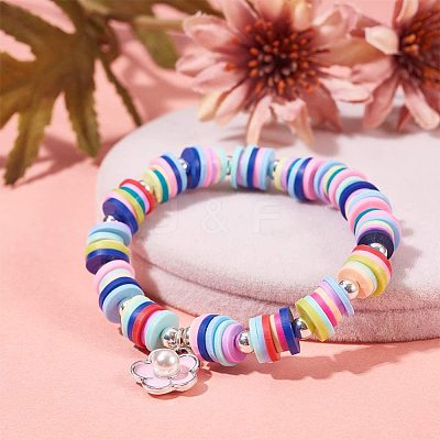 Flat Round Handmade Polymer Clay Beads CLAY-R067-6.0mm-33-1
