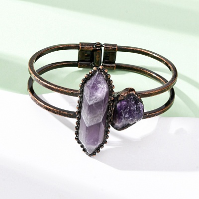 Natural Amethyst Beads Bangeles G-B150-05R-04-1