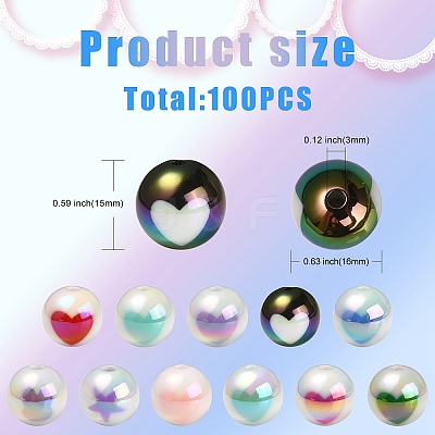 100Pcs Two Tone UV Plating Opaque Acrylic Beads OACR-CJ0001-34-1