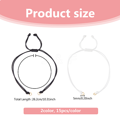 30Pcs 2 Colors Waxed Polyester Braided Cord Bracelet Making AJEW-DC00007-1