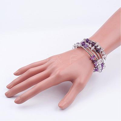 Five Loops Wrap Amethyst Beads Bracelets BJEW-JB02589-05-1