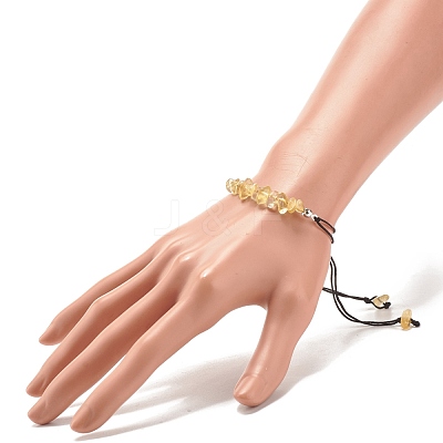 Natural Citrine(Dyed & Heated) Chips Braided Bead Bracelet BJEW-JB08019-11-1