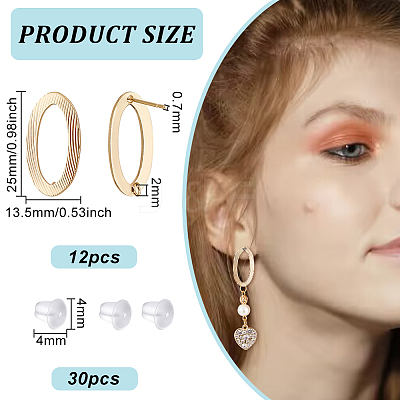 12Pcs Brass Hollow Out Oval Stud Earring Findings KK-BC0011-01-1