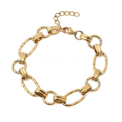 Hammered 304 Stainless Steel Link Chain Bracelets for Women BJEW-L720-01G-1