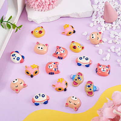 30Pcs 6 Styles Animal Theme Opaque Resin Cabochos RESI-TA0005-21-1