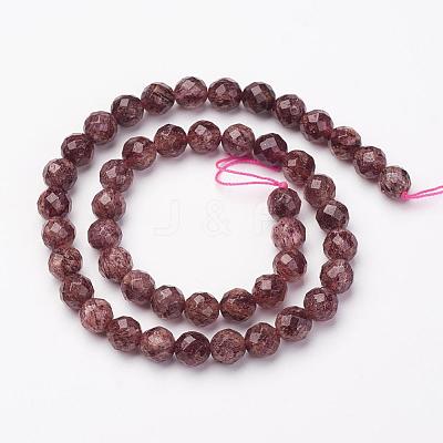 Natural Strawberry Quartz Bead Strands G-P213-09-6mm-1