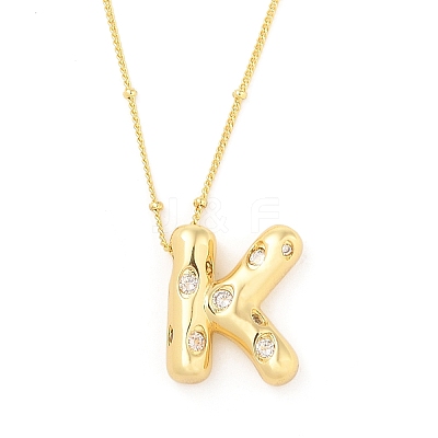Brass Micro Pave Clear Cubic Zirconia Pendant Necklaces NJEW-Z038-01G-K-1