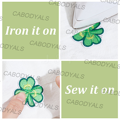 32Pcs 8 Styles Clover Computerized Embroidery Polyester Iron on/Sew on Patches PATC-CY0001-57-1