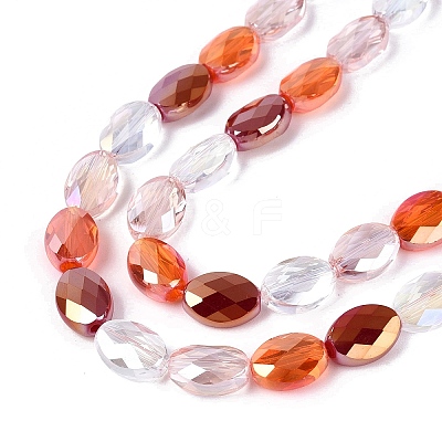 Electroplate Imitation Jade & Opaque & Transparent Glass Beads Strands EGLA-Q135-8x11MM-01A-1