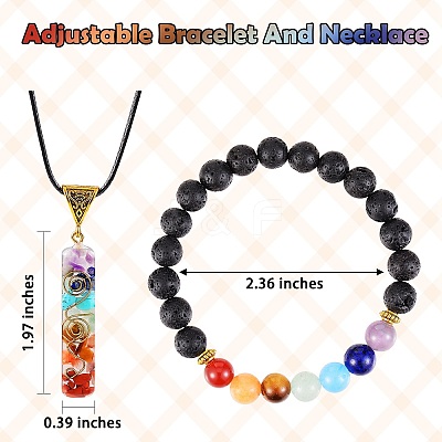 Energy Yoga Chakra Jewelry Set for Girl Women AJEW-SZ0002-12A-1