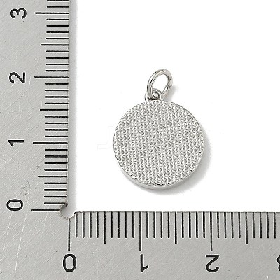 Brass Pave Natural Shell Flat Round with Letter Charms KK-Z115-13P-S-1
