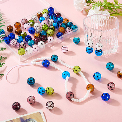 64Pcs 16 Styles Handmade Lampwork Beads LAMP-TA0001-59C-1
