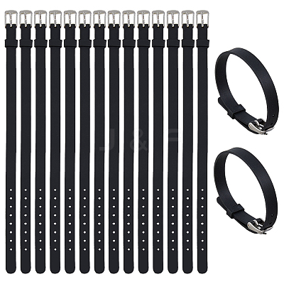 16Pcs Flat Silicone Cord Bracelets for Women Men BJEW-FH0001-08-1