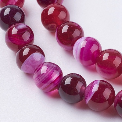 Natural Striped Agate/Banded Agate Beads Strands G-G582-10mm-09-1