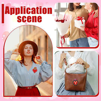 4Pcs 4 Styles Heart Polyester Embroidered Cloth Patch PATC-NB0001-67A-1