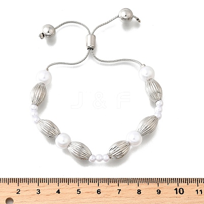 Brass Beads Slider Bracelets for Women BJEW-D317-01P-1