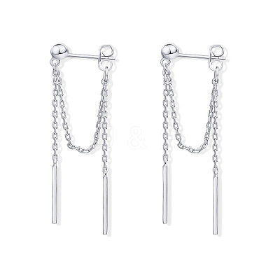 Stick Shaped Brass Chain Tassel Stud Dangle Earrings FS-WGFCB39-02-1