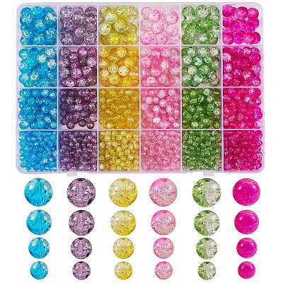1500Pcs 24 Style Baking & Spray Painted Crackle Glass Beads CCG-SZ0001-13B-1