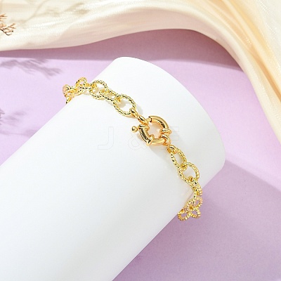 7MM Brass Textured Cable Chain Bracelets BJEW-JB14261-1