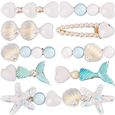 2 Bags 2 Styles Resin & Alloy Alligator Hair Clips AJEW-CY0001-39B-1