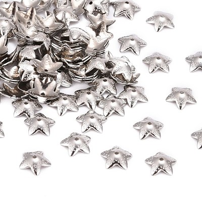 Tarnish Resistant 5-Petal Flower Smooth Surface 304 Stainless Steel Bead Caps STAS-R065-53-1