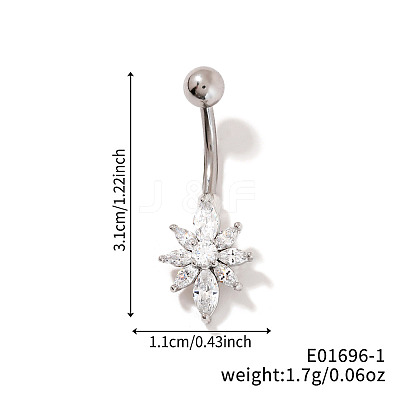 Shiny Sunflower Brass Full Crystal Rhinestone Belly Button Rings AG8892-1-1