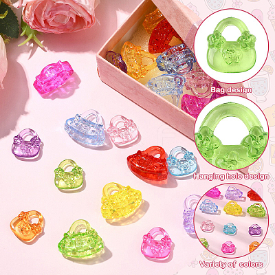 60Pcs 2 Styles Transparent Acrylic Pendants TACR-YW0003-38-1