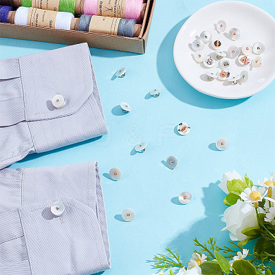 30Pcs 2 Colors 1-Hole Alloy Shell Shank Buttons BUTT-NB0002-09B-1